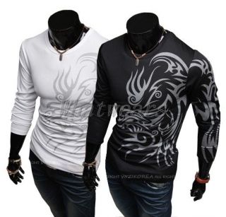   Mens Casual Slim Fit T SHIRT Long Sleeve Shirts 2 Color 4Size J74