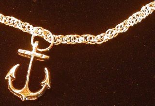   Anchor Anklet Ankle Bracelet 24 Karat Gold Plate Pirate Sea Ocean