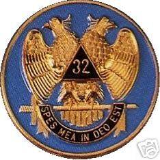 Masonic 32nd Degree Car Auto Emblem (Light Blue)