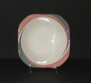   China Vintage Quadrille Pinwheel Pink Soup Coupe Bowl 7 1/2 White VGC