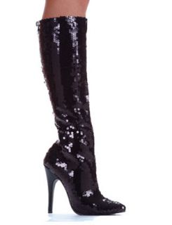 Black Sequins 60s 70s GoGo Hippie Disco Costume Party Drag Queen Boots 