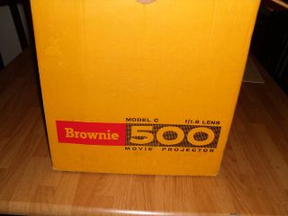 PARTS ONLY. VINTAGE BROWNIE 500 PROJECTOR # C. BOX, PAPERWORK, BULF 