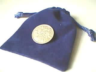 LUCKY WEDDING SILVER SIXPENCE w/BLUE POUCH ++BRIDES SLIPPER++ [we]