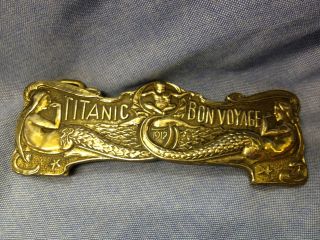 Vintage Titanic Bon Voyage 1912 Mermaids Solid Brass Belt Buckle
