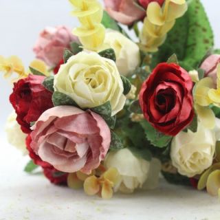 PCS Silk Roses Wedding Bouquet Artificial Flowers Home Decoration 