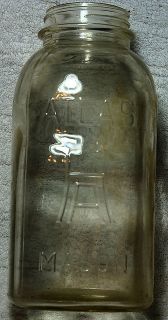 Vintage Atlas Mason 1/2 Gallon Clear Glass Canning Jar 9 Tall B 6E
