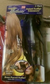 REAL Feather Hair Extensions AS SEEN ON TV Purple & Chestnut