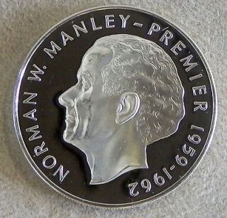 1973 SILVER JAMAICA $5 PROOF NORMAN W. MANLEY PREMIER 1. 33 OZ COIN