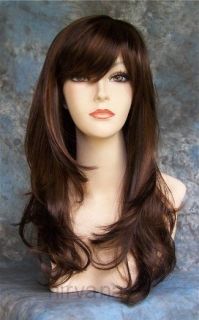 Brown with Auburn highlights Long Length Layered Women/ Womens Wig 