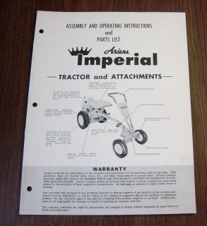 ARIENS IMPERIAL LAWN TRACTOR & ATTACHMENTS OPERATOR/PARTS MANUAL
