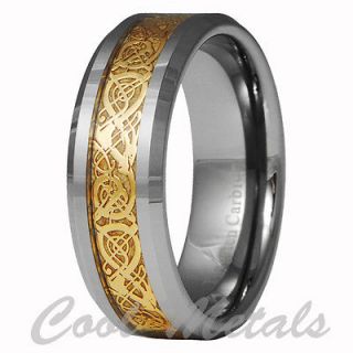   Tungsten Carbide Celtic Ring Mens Jewelry Wedding Band Gold New 7  15