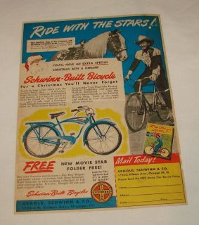 1948 ROY ROGERS + Trigger Schwinn bicycle ad
