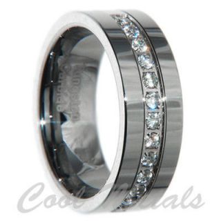   Tungsten Carbide CZ Men Wedding Band Ring Size 7 8 9 10 11 12 13 14 15