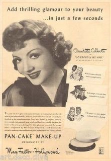 1940s vintage MAX FACTOR Pan Cake MAKEUP Beauty MOVIE STAR Claudette 