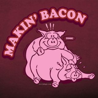 Makin Bacon making pig hog roaster sauce BBQ pork t shirt L