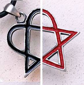 Heartagram Heart Pentagram Star Pewter Pendant Necklace