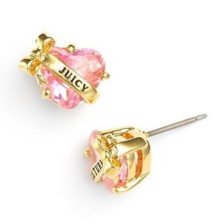 JUICY COUTURE WISHES BANNER HEART CZ STUD EARRINGS