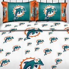 NFL MIAMI DOLPHINS FULL SHEET SET 1 Flat, 1 Fitted Sheet & 2 
