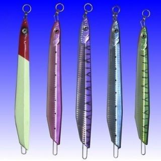 Five 14oz (400gr) Butterfly Style Knife Jigs with Rings & Hooks   Red 