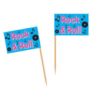 Pack Of 50 Rock & Roll 50s Party Food Cocktail Sticks