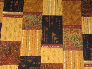 Curtain VALANCE African Ethnic beige gold brown blocks