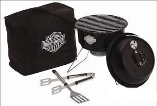   Motorcycle Portable Charcoal Barbeque Grill With Carry Case New
