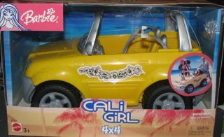 NIB 2003 BARBIE Cali Girl 4x4 Yellow SUV Vehicle
