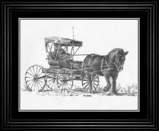 Horse and Buggy Pencil Sketch by Terry Redlin Framed Print