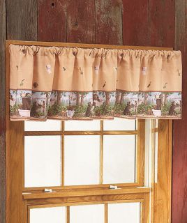 New In the Woods Window Valance Humorous Bear Moose Cabin Lodge Decor
