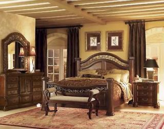   Granada Cherry QUEEN Size Wood Mansion Bed Bedroom Furniture 1604 93Q