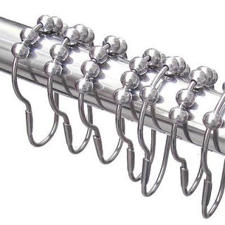   Polished Satin Nickel 5 Rollerball Shower Curtain Rings Curtain Hooks