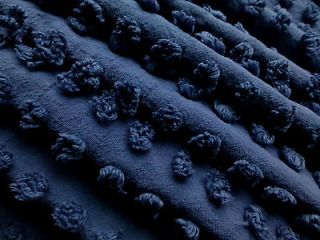 Vintage Chenille Bedspread Fabric vtg NAVY blue only one 34 x 19 