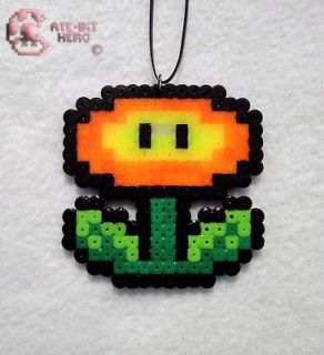 Super Mario Neon Fire Flower Necklace Bead Sprite Perler Art