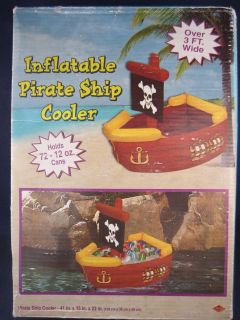INFLATABLE PIRATE SHIP COOLER Over 3ft Wide Holds 72   12oz Beverages.