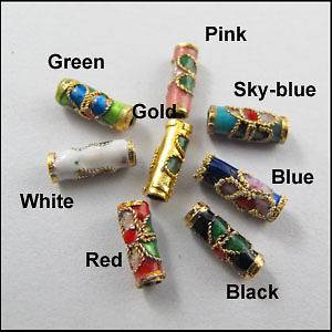 10Pcs Cloisonne Enamel Tube Spacer Bead 8Colors 1 Or Mixed 3.5x9mm