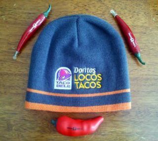 Taco Bell   Doritos Locos Tacos Beanie With 3 bonus Pepper items
