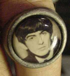   60s VINTAGE SILVER RING BEATLES CARD gumball adjustible bw photo