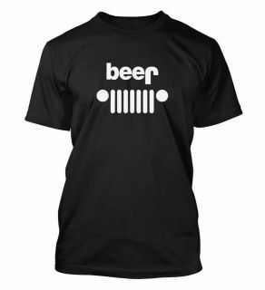 Jeep logo beer T shirt mud suv auto fan pub drunk weekend funny 
