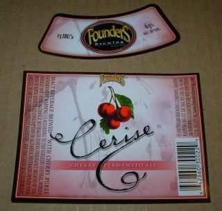   BREWING CO 2 pc label set CERISE CHERRY ALE Unused craft beer brewery