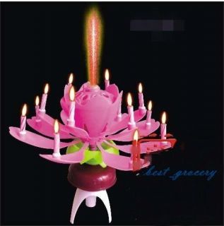 Double layer MUSICAL BIRTHDAY CANDLE Lotus FLOWER 10 LOT Party Gift 