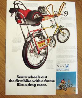 1969  Bicycle Ad Screamer 1 First Bike with a frame like a Drag 