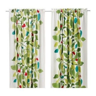   Stockholm Blad pair of curtains, Green Leaf drapes Linen 2 Panels New