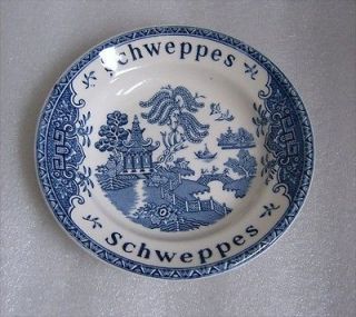 SCHWEPPES BLUE WILLOW ADVERTISING COASTER PIN DISH ENOCH WEDGWOOD 