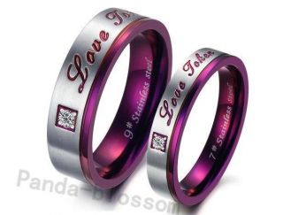   stainless steel ring classic purple love ring wedding band anniversary