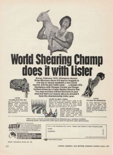 Vintage 1973 LISTER SHEEP SHEARING GEAR EQUIPMENT Advertisement