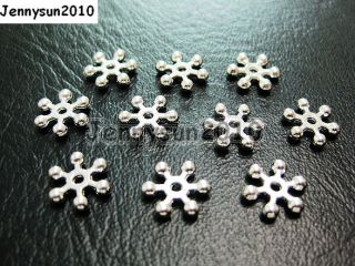   100pcs Silver Plated Snowflake Loose Spacer Beads 8mm 10mm Pick