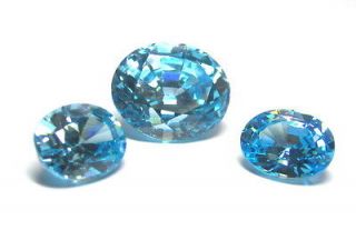   Luxury Set Earring Round Loose Blue Topaz Color Russian Diamond Lab Si