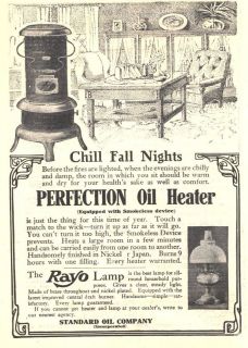 1908 ad c perfection oil heater rayo lamp