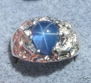 MENS LINDE LINDY TRANS BLUE STAR SAPPHIRE CREATED RING