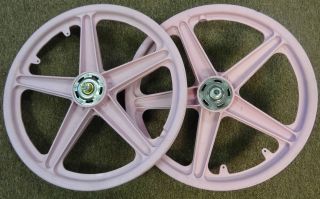 Mag Wheels Pair Pink 20 inch for Old School BMX Freestyle Freewheel 3 